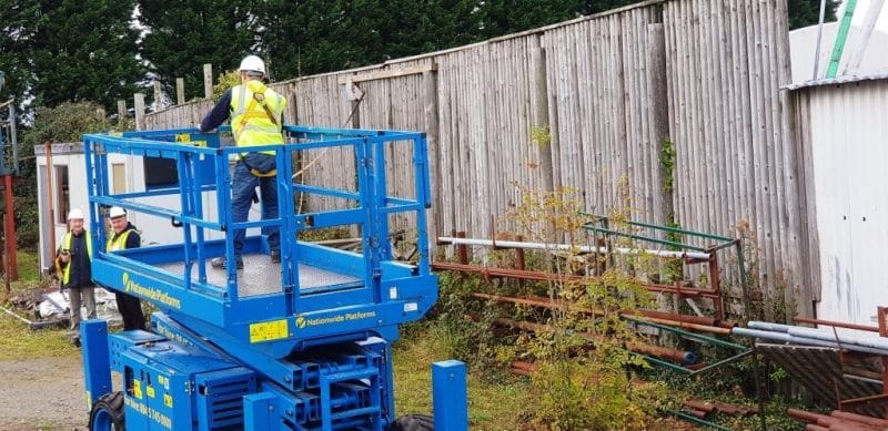 Maneuvering a Scissor Lift during MEWP training at Providence
