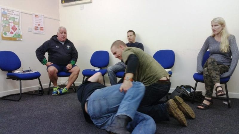 Recovery position during one of our First Aid courses