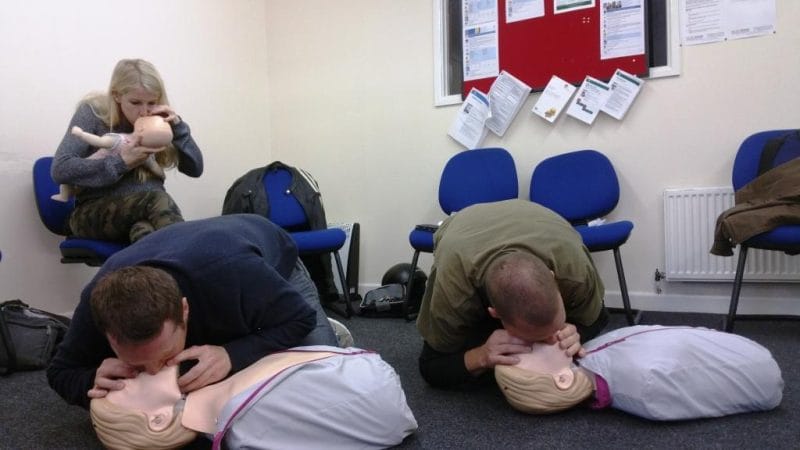 Resuscitation training during one of our First Aid courses