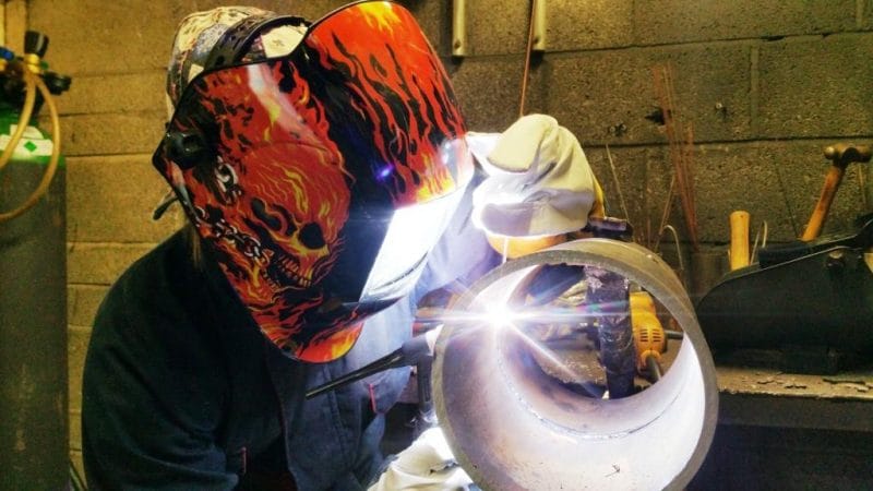 Welding Pipe during welder training at Providence