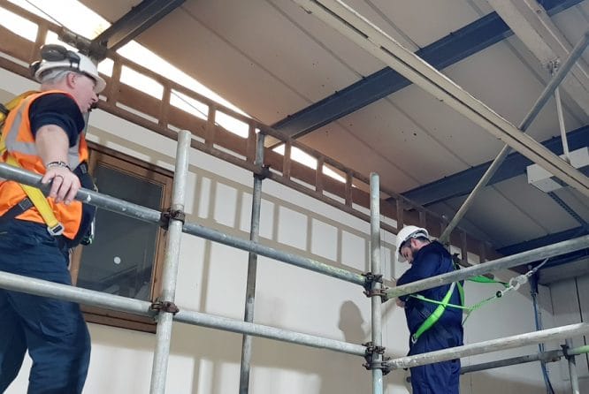 Unclipping and preparing to descend